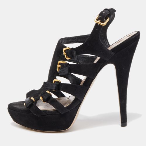 Miu Miu Black Suede Strappy Platform Sandals Size 36 - Miu Miu - Modalova