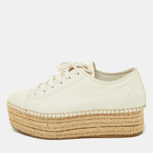 Miu Miu Off White Leather Espadrille Platform Sneakers Size 36 - Miu Miu - Modalova