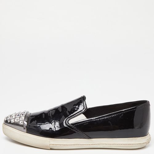 Patent Leather Crystals Embellished Slip On Loafers Size 37 - Miu Miu - Modalova