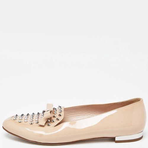 Miu Miu Beige Patent Leather Bow Spiked Flats Size 36.5 - Miu Miu - Modalova