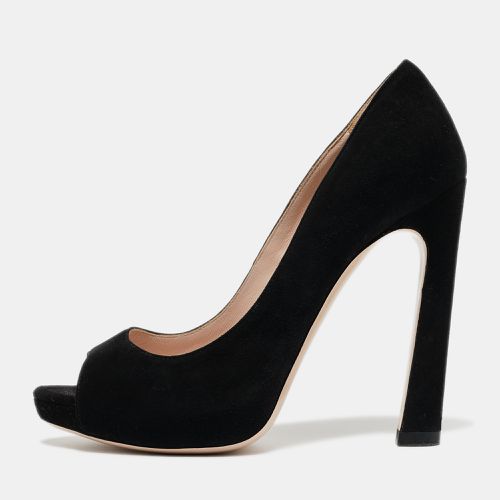 Miu Miu Black Suede Peep Toe Pumps Size 36.5 - Miu Miu - Modalova