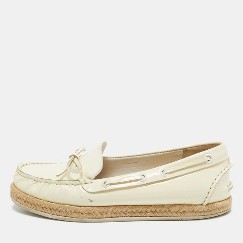 Miu Miu Cream Patent Leather Bow Espadrille Loafers Size 35.5 - Miu Miu - Modalova