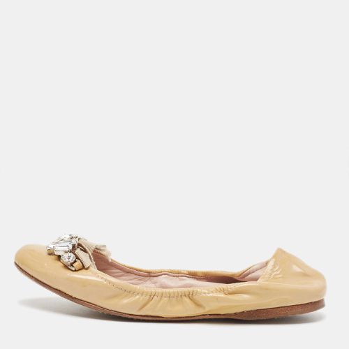 Patent Leather Crystal Embellished Ballet Flats Size 39 - Miu Miu - Modalova