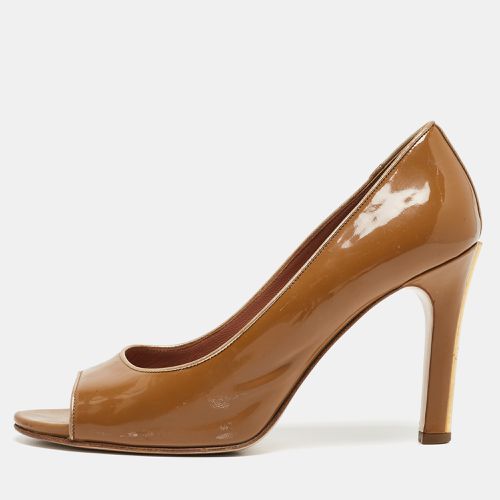 Miu Miu Brown Patent Leather Open Toe Pumps Size 39 - Miu Miu - Modalova