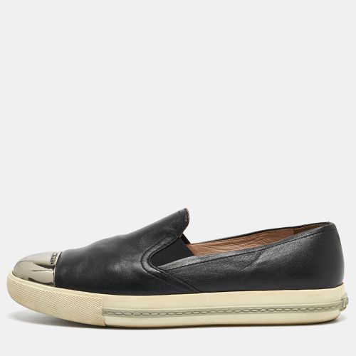 Miu Miu Black Leather Slip On Sneakers Size 41 - Miu Miu - Modalova