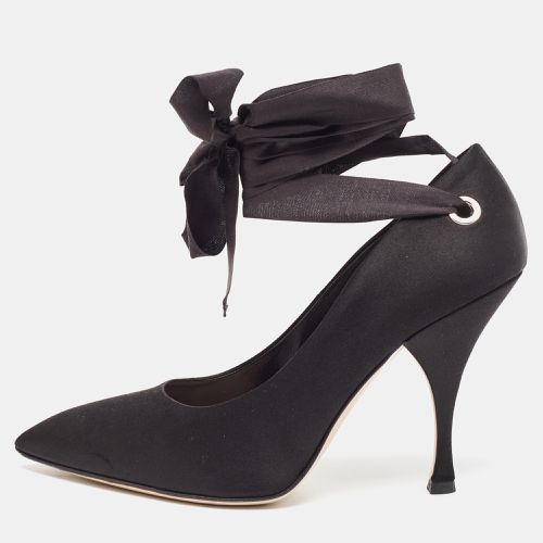 Miu Miu Black Satin Ankle Wrap Pumps Size 38.5 - Miu Miu - Modalova