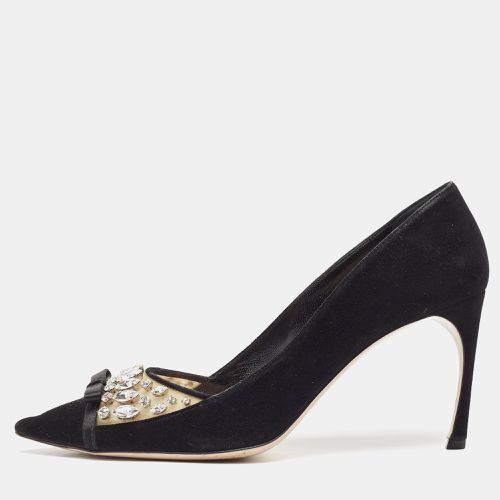 Miu Miu Black Suede and PVC Crystal Embellished Pointed Toe Pumps Size 38.5 - Miu Miu - Modalova