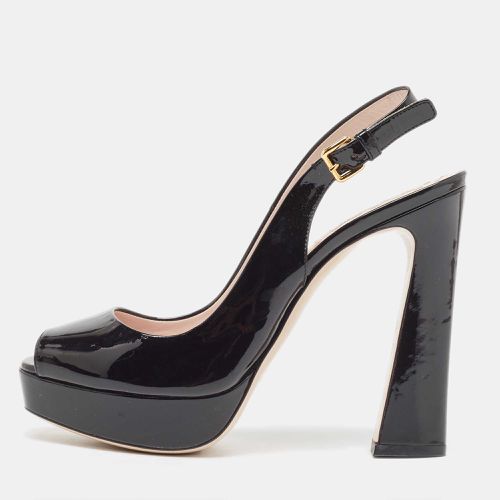 Miu Miu Black Patent Leather Open Toe Platform Slingback Pumps Size 39 - Miu Miu - Modalova