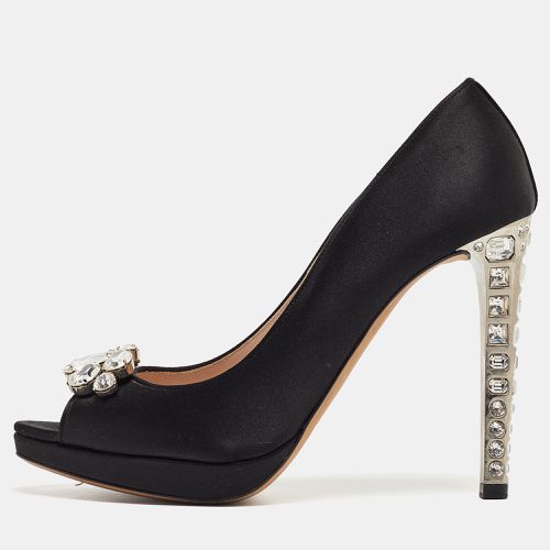 Miu Miu Black Satin Crystal Embellished Open Toe Pumps Size 40.5 - Miu Miu - Modalova