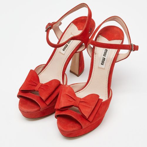 Suede Platform Ankle-Strap Sandals Size 36.5 - Miu Miu - Modalova