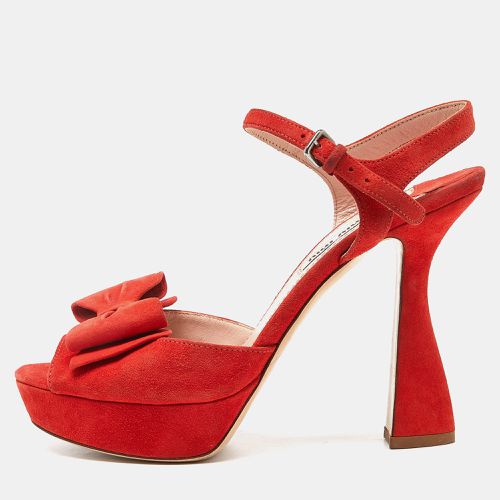 Miu Miu Orange Suede Platform Ankle-Strap Sandals Size 36.5 - Miu Miu - Modalova