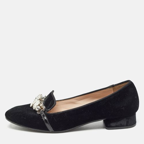 Miu Miu Black Velvet Crystal Embellished Smoking Slippers Size 37 - Miu Miu - Modalova