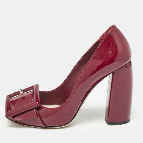 Patent Leather Buckle Detail Block Heel Pumps Size 36 - Miu Miu - Modalova