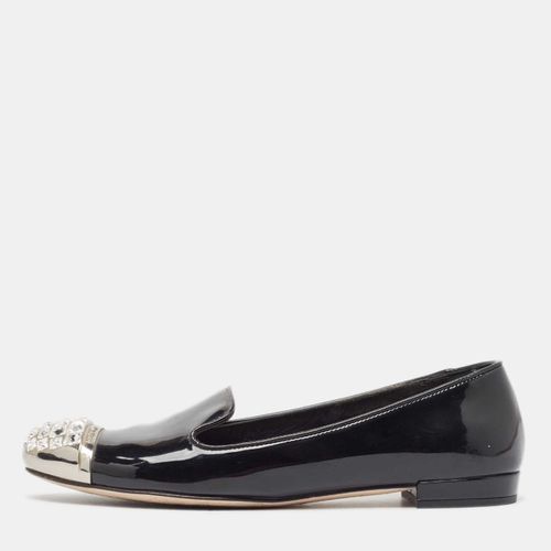 Miu Miu Black Patent Leather Crystal Embellished Smoking Slippers Size 36 - Miu Miu - Modalova