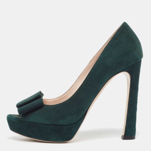 Miu Miu Green Suede Peep Toe Pumps Size 37.5 - Miu Miu - Modalova