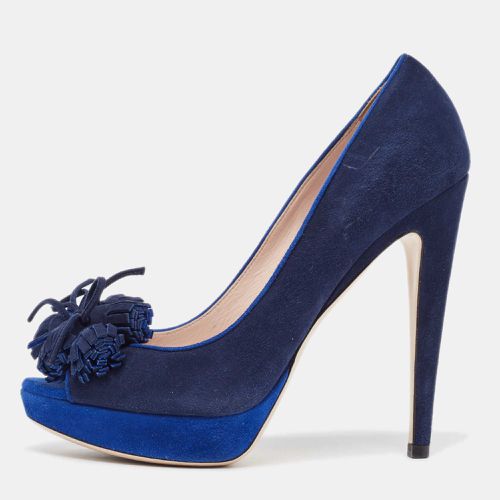 Miu Miu Blue Suede Peep Toe Platform Pumps Size 37.5 - Miu Miu - Modalova