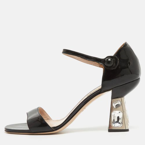 Miu Miu Black Patent Leather Ankle Strap Sandals Size 40 - Miu Miu - Modalova