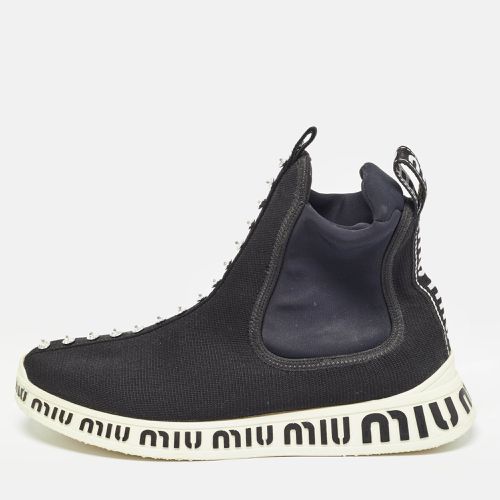 Miu Miu Black Knit Fabric High Top Sneakers Size 38 - Miu Miu - Modalova