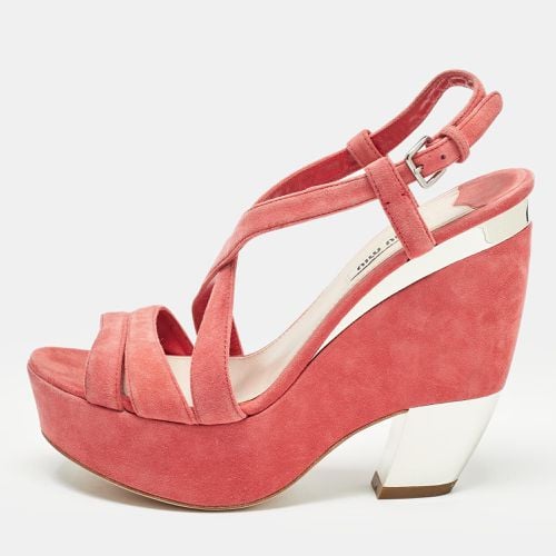 Suede Platform Slingback Sandals Size 38 - Miu Miu - Modalova