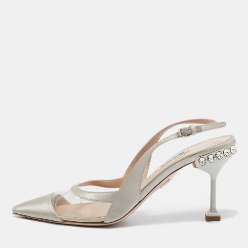 Satin and PVC Crystal Embellished Slingback Pumps Size 37.5 - Miu Miu - Modalova