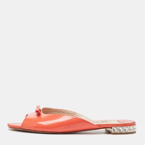 Miu Miu Orange Patent Flat Slides Size 38 - Miu Miu - Modalova