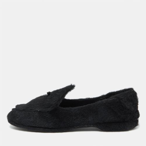 Miu Miu Black Faux Fur Smoking Slippers 37.5 - Miu Miu - Modalova