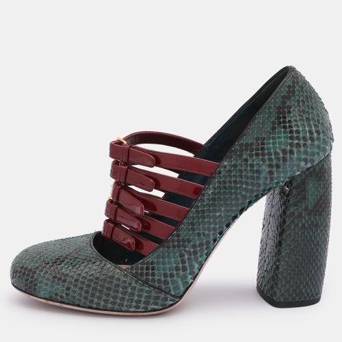 Miu Miu Green/Red Python and Patent Leather Mary Jane Pumps Size 39.5 - Miu Miu - Modalova