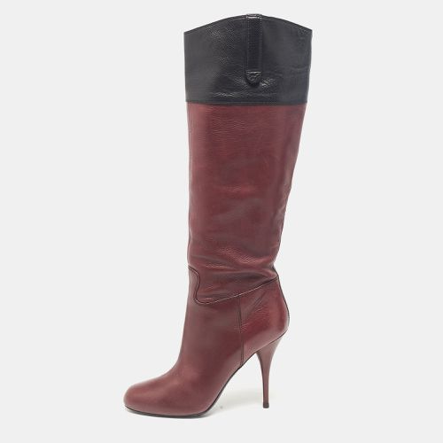 Miu Miu Burgundy/Black Leather Knee Length Boots Size 39.5 - Miu Miu - Modalova