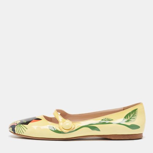 Miu Miu Yellow Patent Leather Cat Print Ballet Flats Size 37.5 - Miu Miu - Modalova