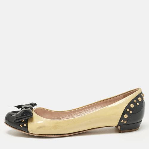 Black Patent Leather Studded Bow Ballet Flats Size 37 - Miu Miu - Modalova