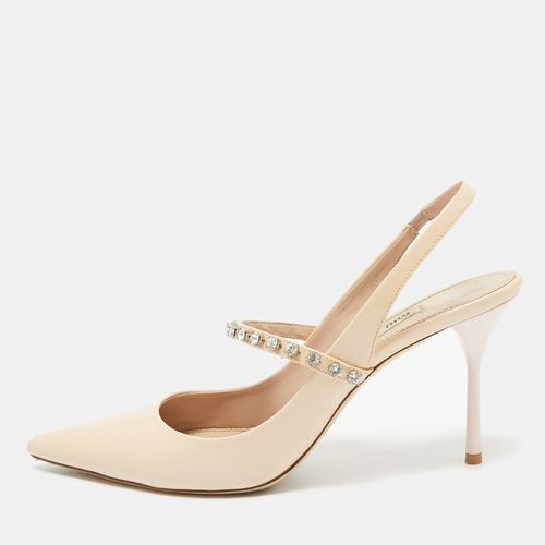 Miu Miu Beige Patent Leather Crystal Slingback Pumps Size 39 - Miu Miu - Modalova