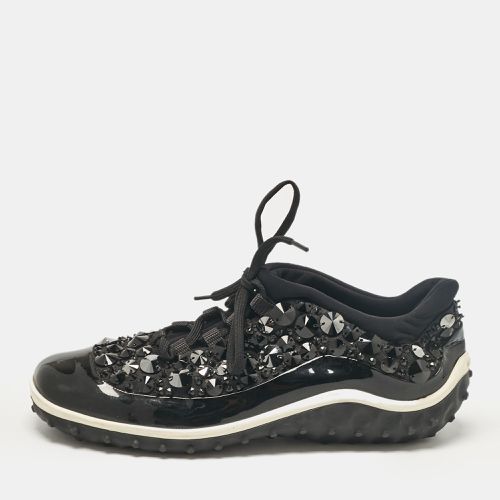 Miu Miu Black Fabric and Patent Lace Up Sneakers Size 38.5 - Miu Miu - Modalova