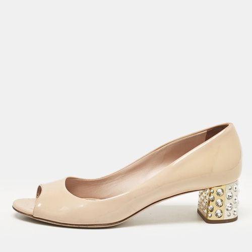 Miu Miu Beige Patent Leather Peep Toe Pumps Size 39.5 - Miu Miu - Modalova