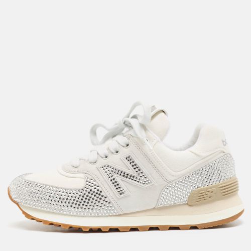 Miu Miu x New Balance 574 White Suede and Denim Sneakers Size 37 - Miu Miu - Modalova