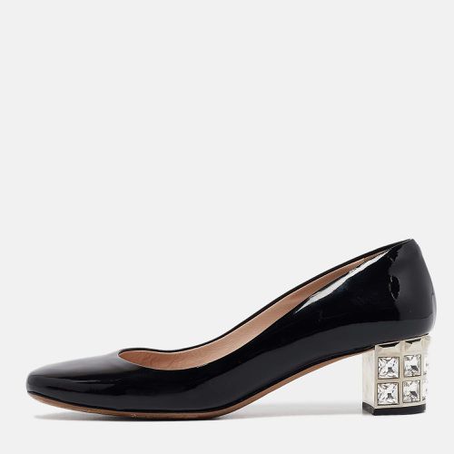 Miu Miu Black Patent Leather Crystal Embellished Block Heel Pumps Size 37 - Miu Miu - Modalova