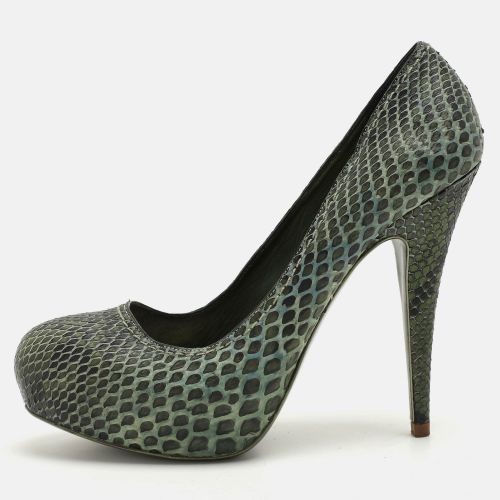 Size 37.5 Python Leather Platform Pumps - Miu Miu - Modalova