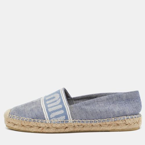 Miu Miu Blue Denim Logo Espadrille Flats Size 38 - Miu Miu - Modalova