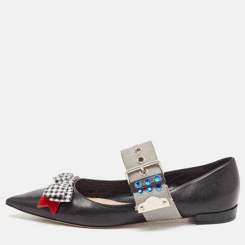 Leather Bow Buckle Ballet Flats Size 42 - Miu Miu - Modalova