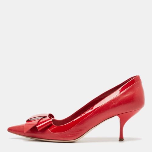 Miu Miu Red Patent and Leather Bow Pumps Size 39 - Miu Miu - Modalova