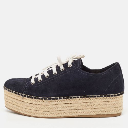 Miu Miu Navy Blue Suede Espadrille Platform Espadrille Sneakers Size 39 - Miu Miu - Modalova