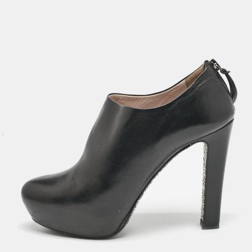 Miu Miu Black Leather Glitter Heel Booties Size 38.5 - Miu Miu - Modalova