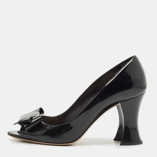 Miu Miu Black Patent Leather Bow Peep Toe Pumps Size 38 - Miu Miu - Modalova