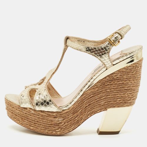 Snakeskin Embossed Patent Leather Cut Out Platform Sandals Size 38 - Miu Miu - Modalova