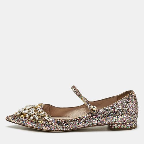 Miu Miu Multicolor Glitter Mary Jane Crystals Ballet Flats Size 37.5 - Miu Miu - Modalova