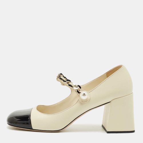 Miu Miu Cream/Black Leather and Patent Leather Mary Jane Pumps Size 40 - Miu Miu - Modalova