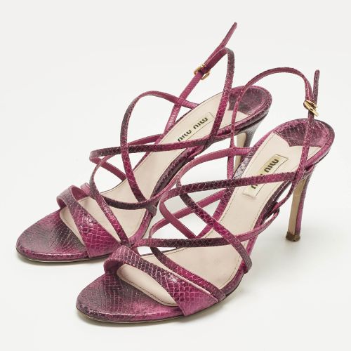 Python Embossed Leather Slingback Sandals Size 38.5 - Miu Miu - Modalova