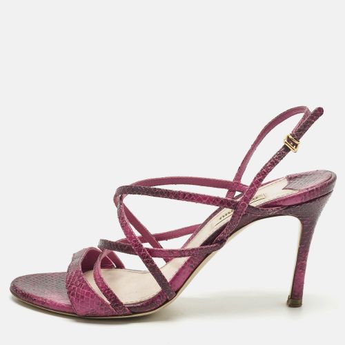 Miu Miu Pink Python Embossed Leather Slingback Sandals Size 38.5 - Miu Miu - Modalova