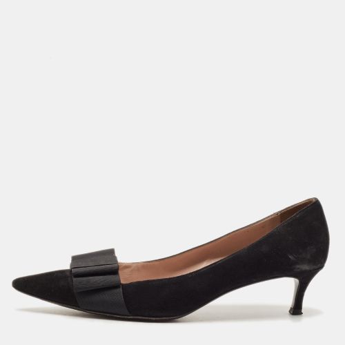 Size 40 Suede Bow Pointed Toe Pumps - Miu Miu - Modalova