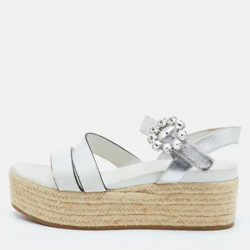 Size 39 Leather Platform Espadrille Sandals - Miu Miu - Modalova