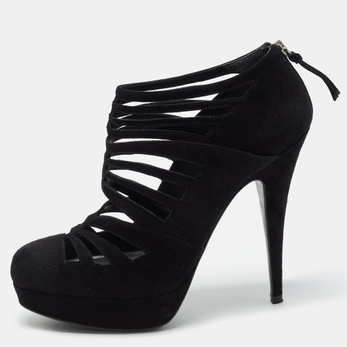 Size 38 Cutout Suede Platform Booties - Miu Miu - Modalova